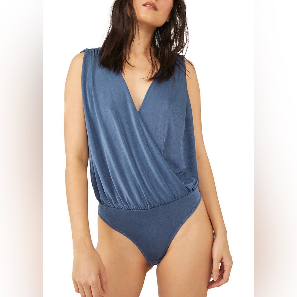 NWOT - Free People &Night Owl Bodysuit Blue Metal